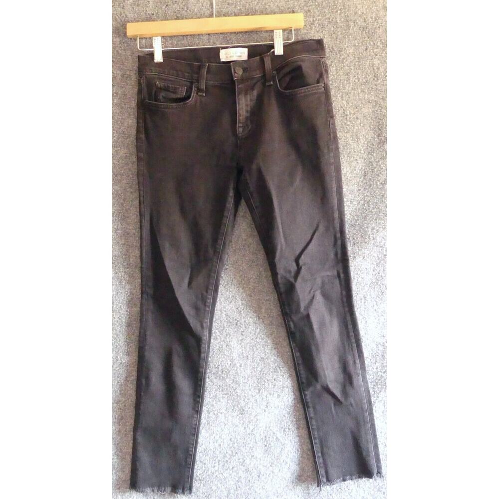Nili Lotan Women's 26 Jeans Skinny Ankle Length Frayed Hem Black Noir